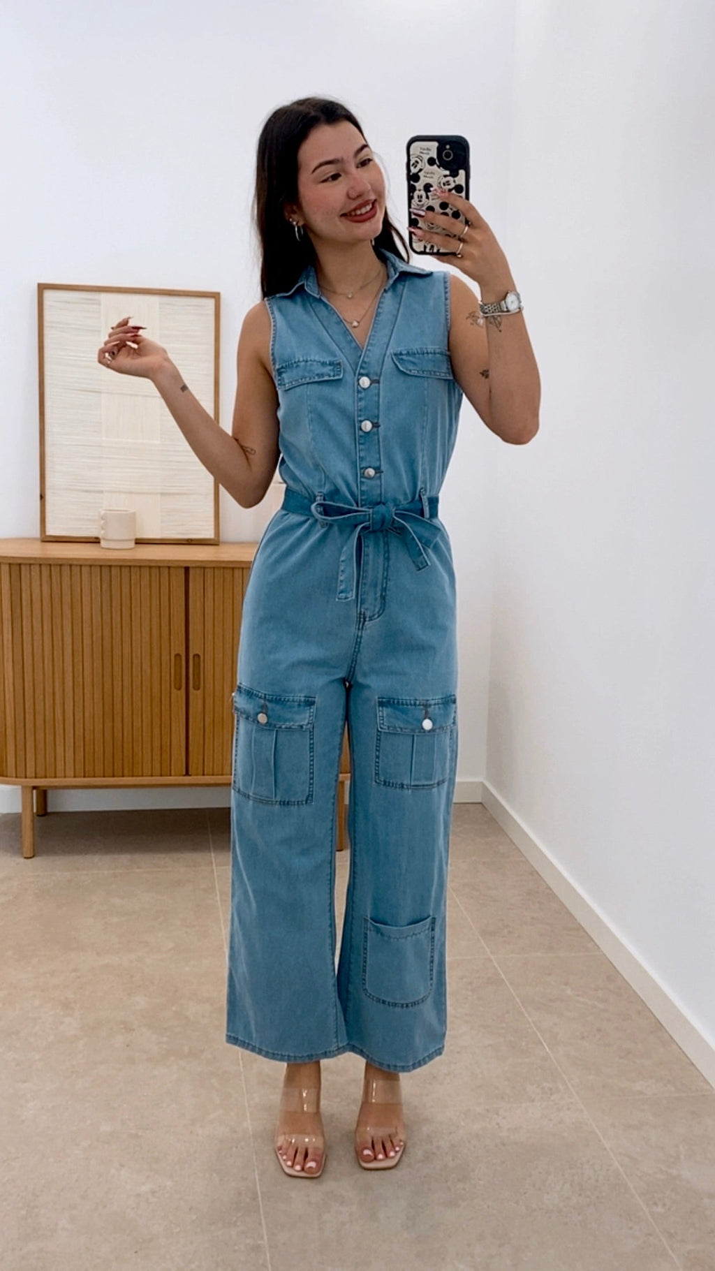 MONO DENIM CINTURÓN + BOLSILLOS