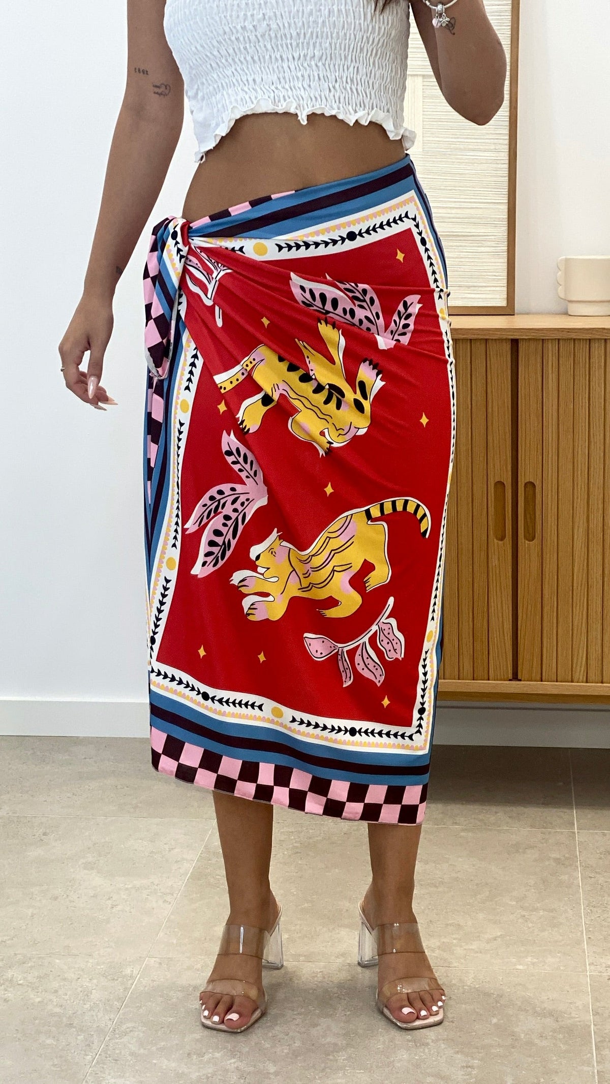 FALDA PAREO LARGA ESTAMPADA