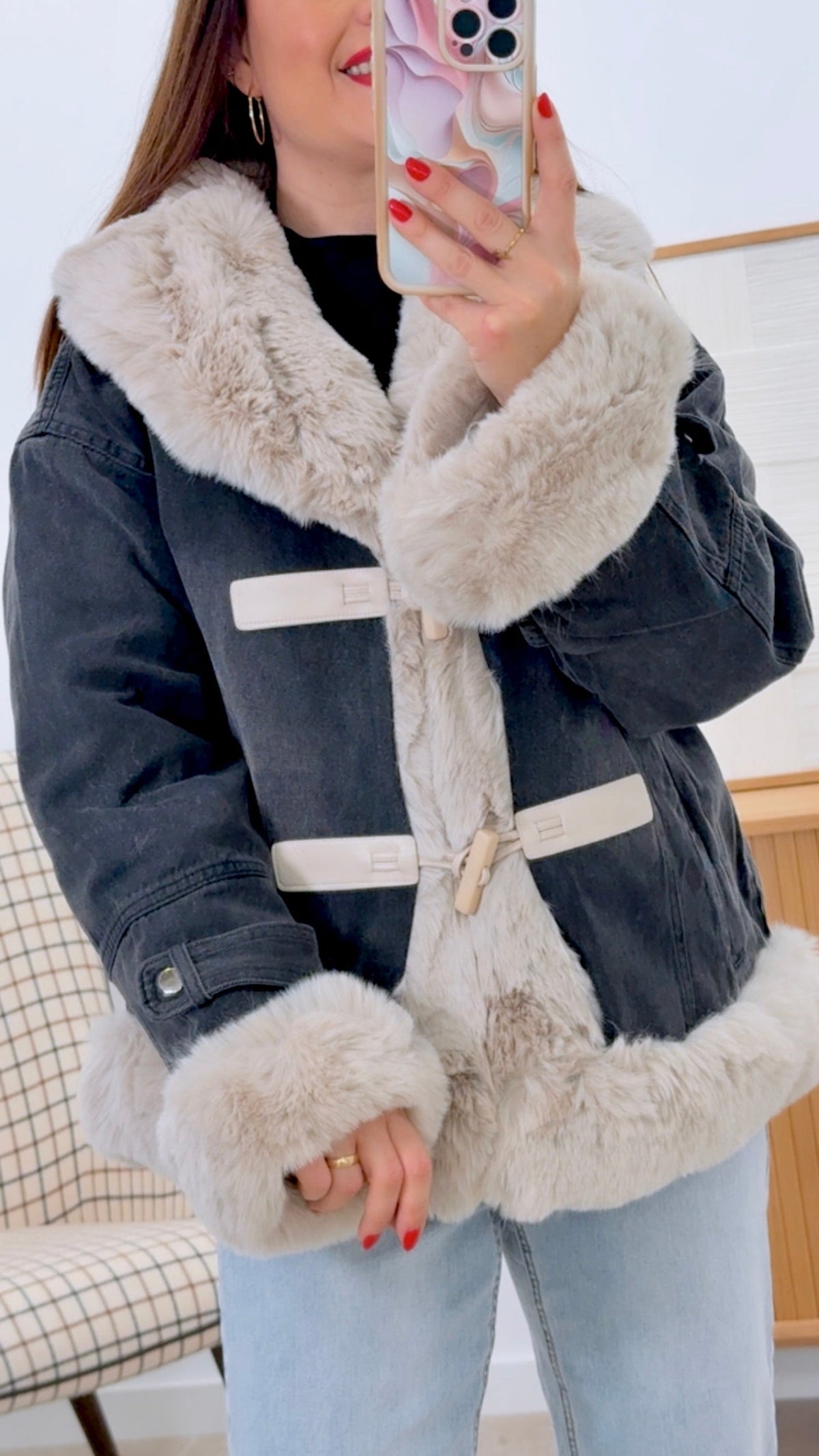 CHAQUETA DENIM + PELO