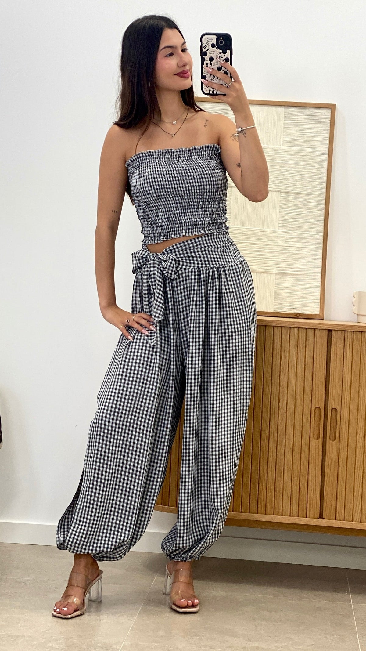CONJUNTO VICHY BANDA + PANTALÓN ABIERTO