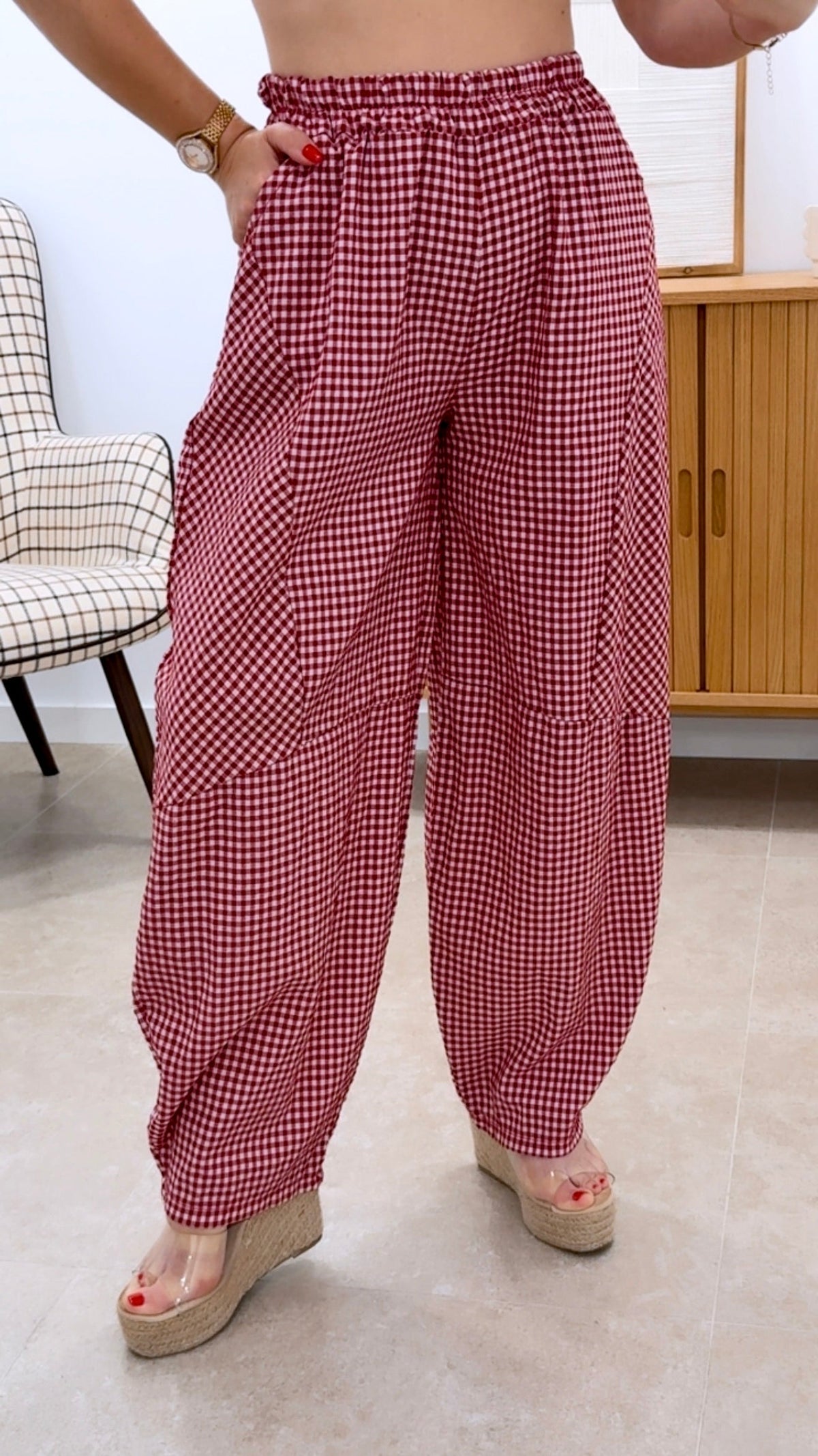 PANTALÓN VICHY BARREL