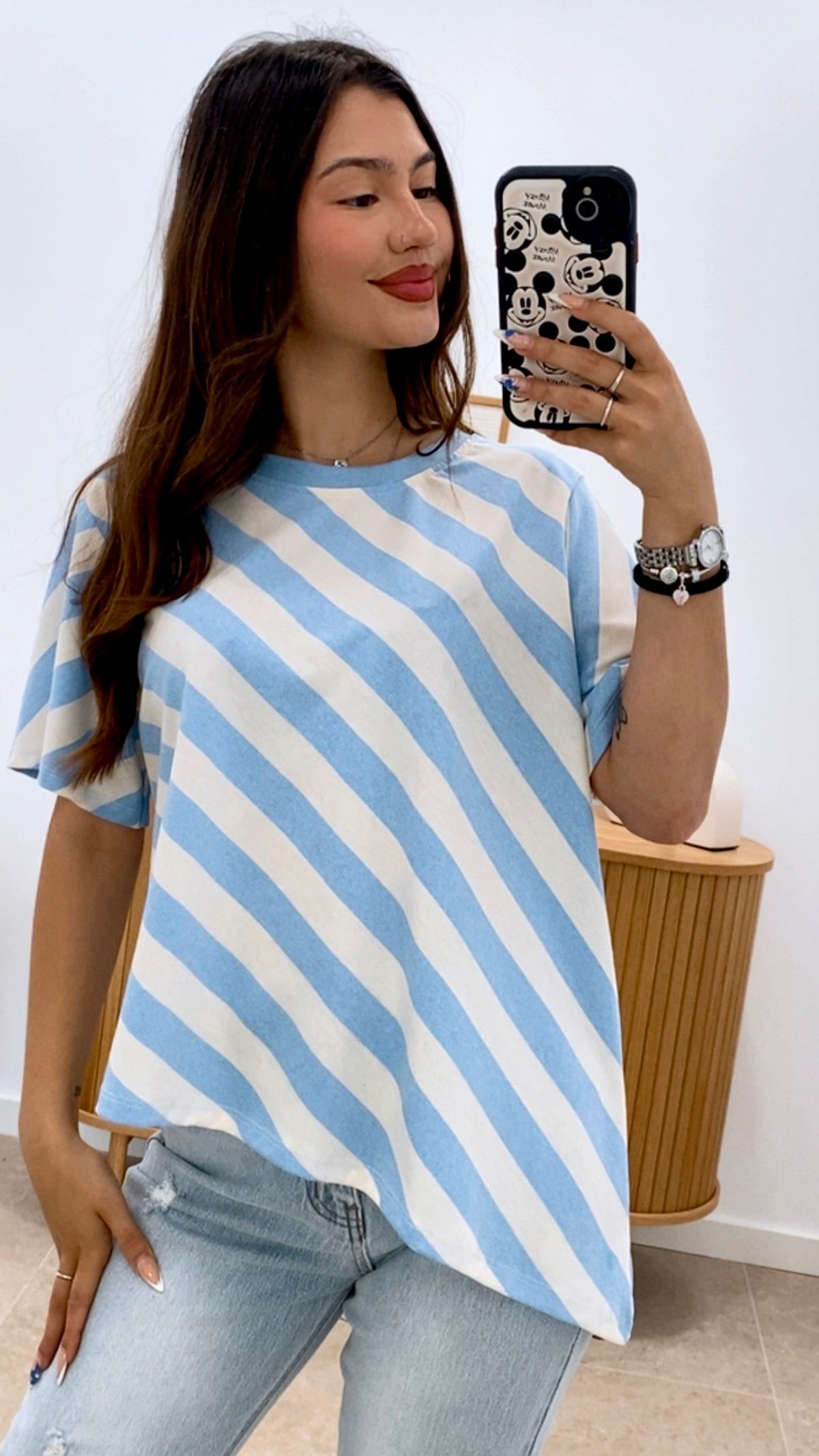 CAMISETA RAYAS ASIMÉTRICA