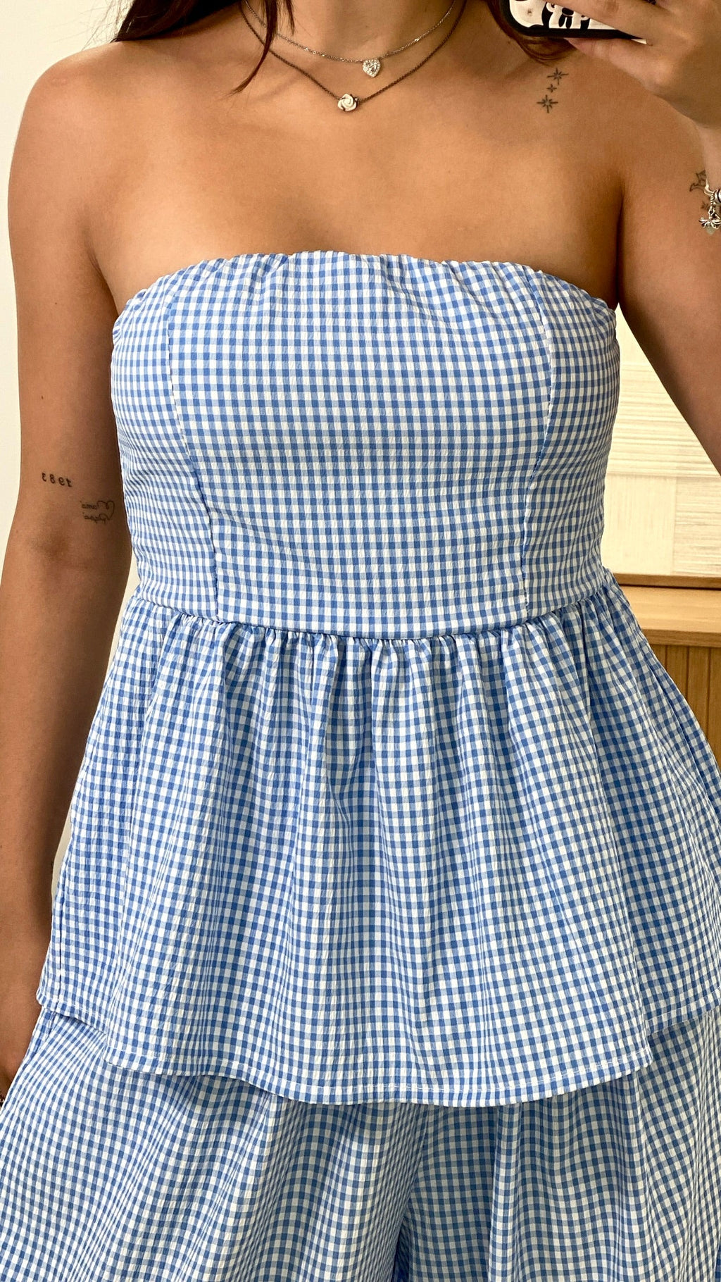 CONJUNTO TOP VUELO + PANTALÓN BOMBACHO VICHY
