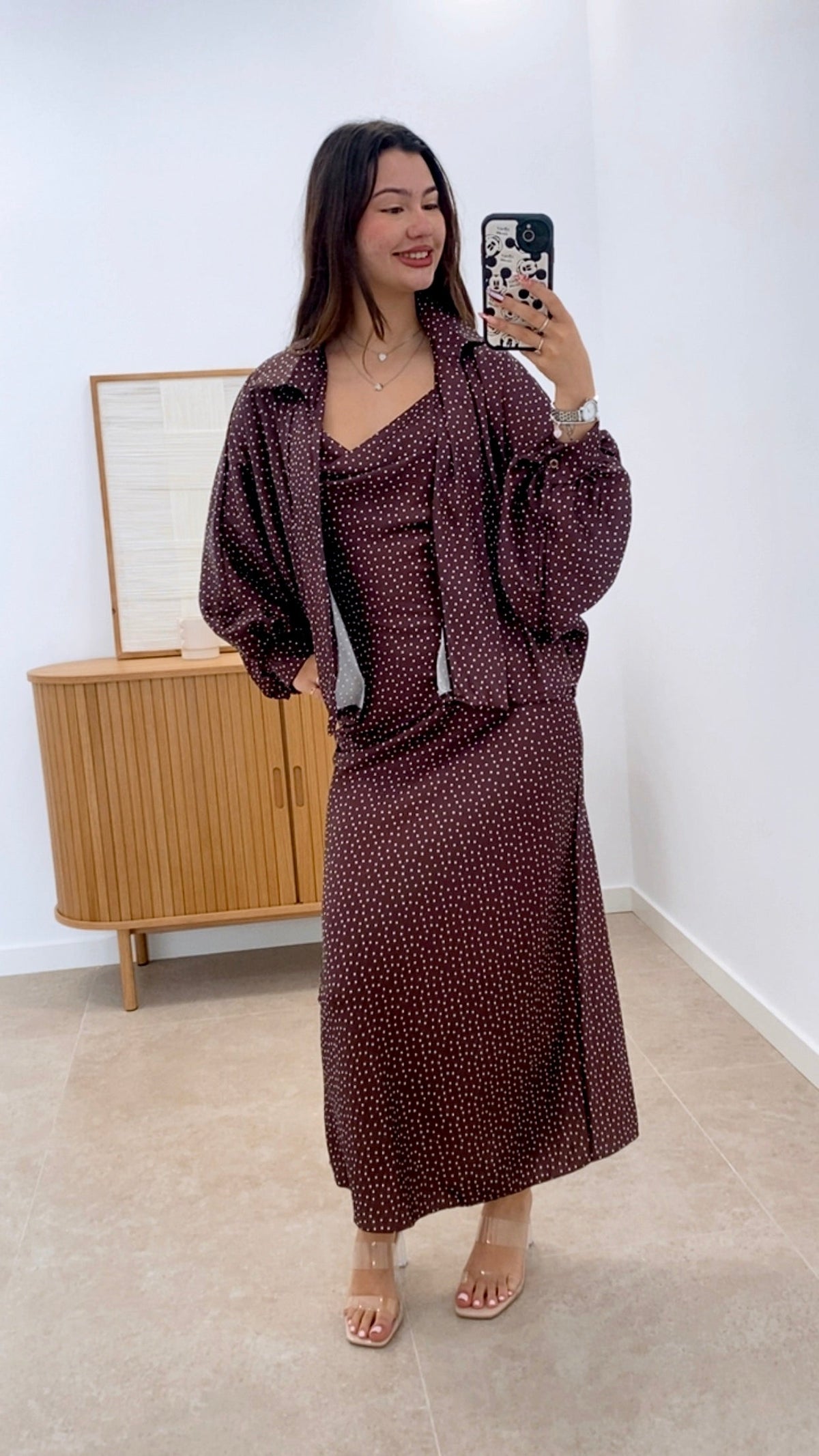 CONJUNTO VESTIDO Y REBECA LUNARES
