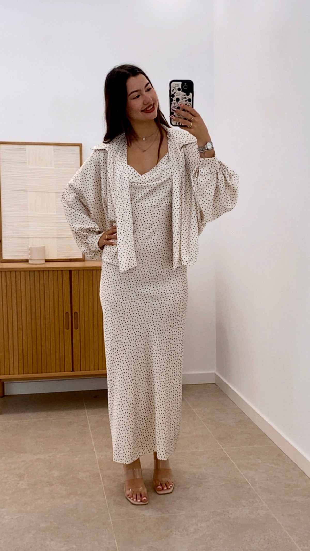 CONJUNTO VESTIDO Y REBECA LUNARES