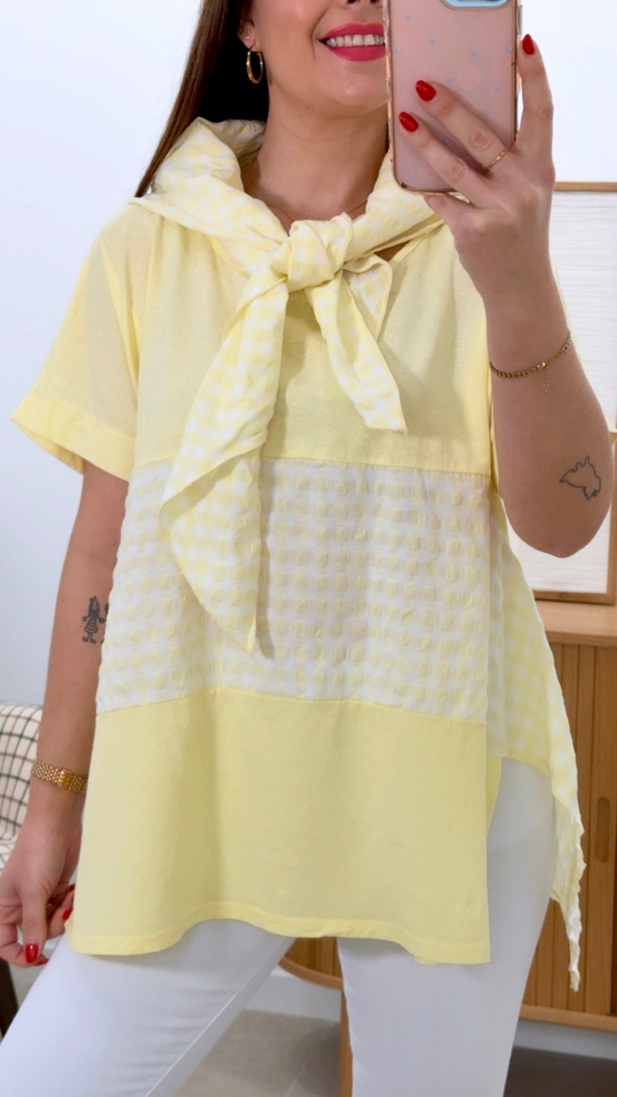 CAMISETA COMBINADA + PAÑUELO VICHY