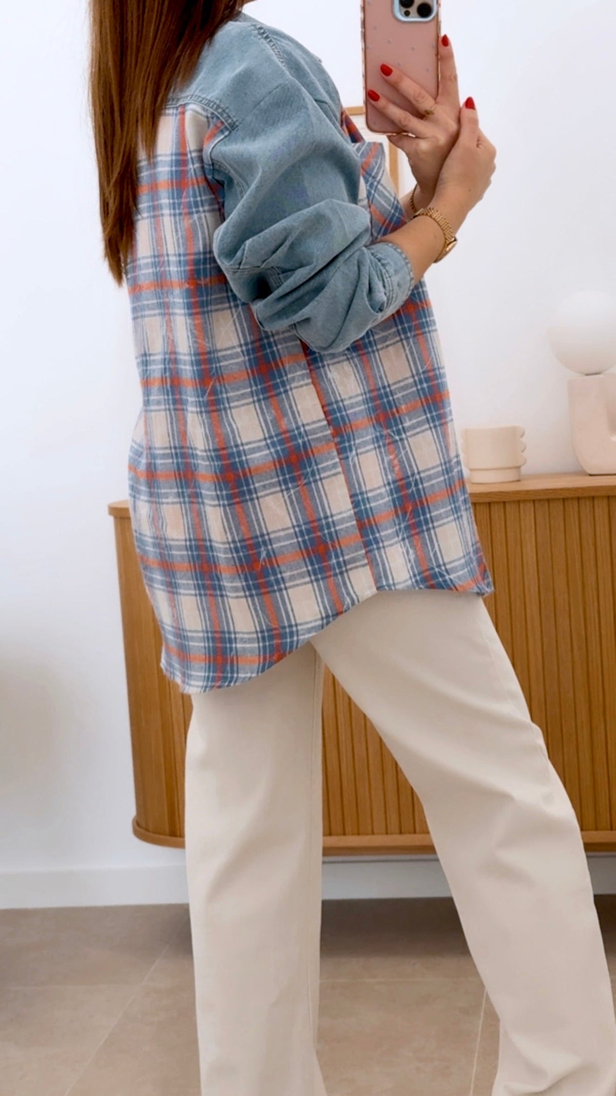 CAMISA COMBINADA MANGAS DENIM