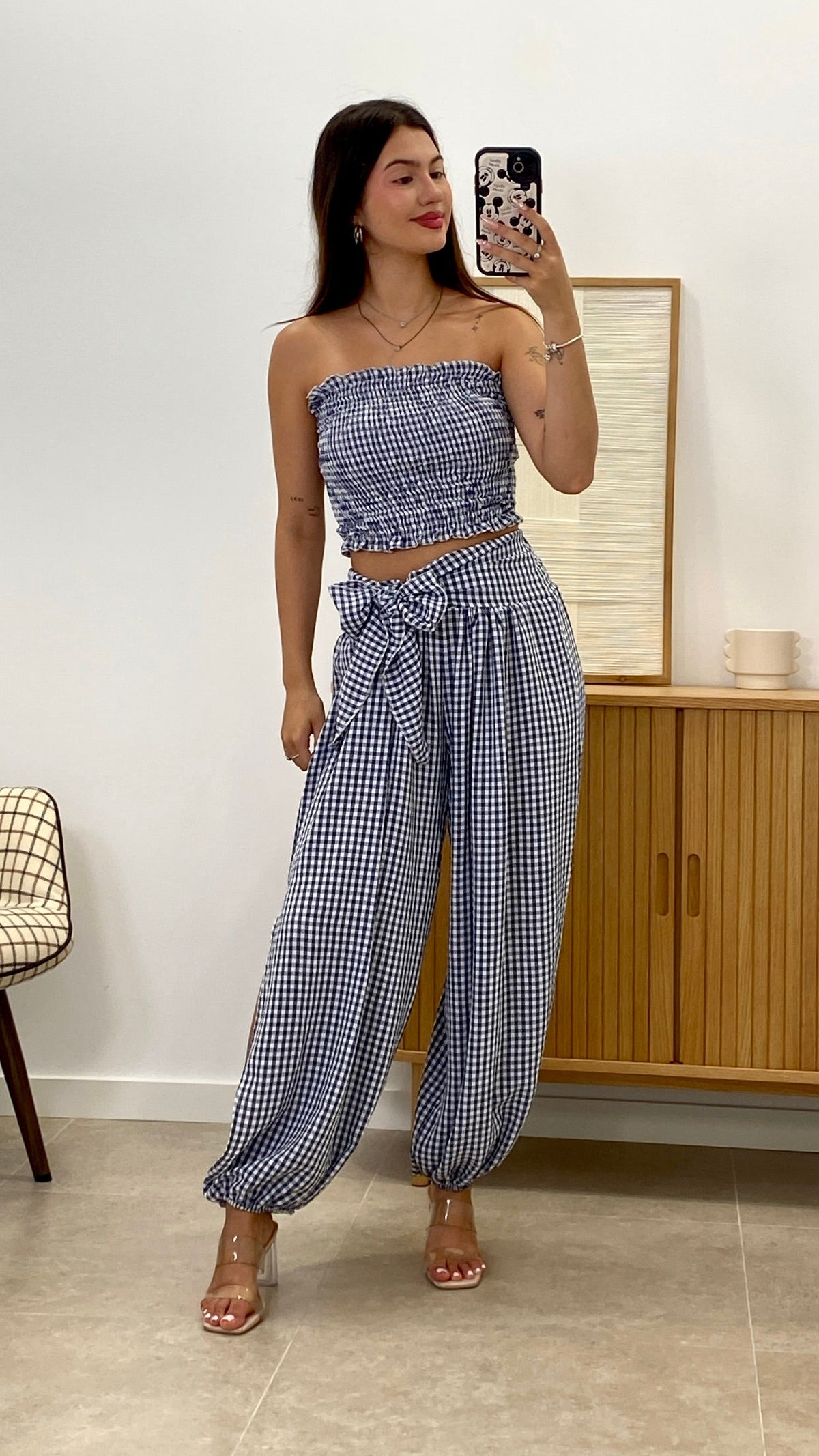 CONJUNTO VICHY BANDA + PANTALÓN ABIERTO