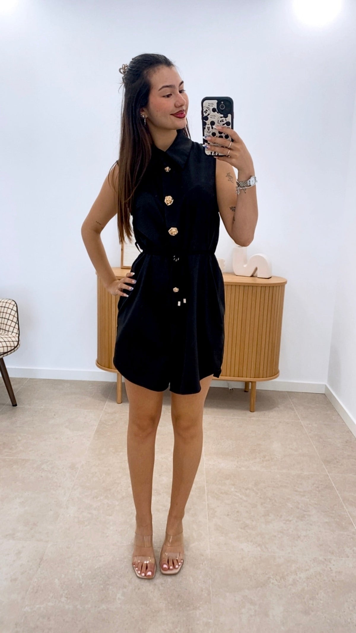 VESTIDO CAMISERO BOTONES DORADOS