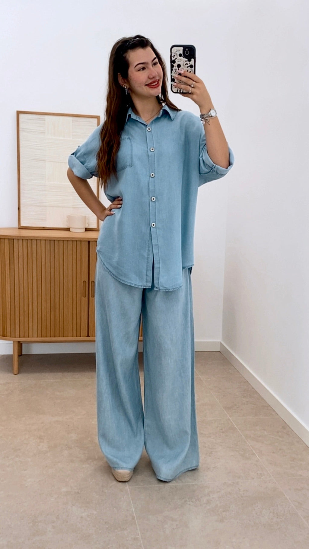 CONJUNTO DENIM PANTALÓN + CAMISA NUDO