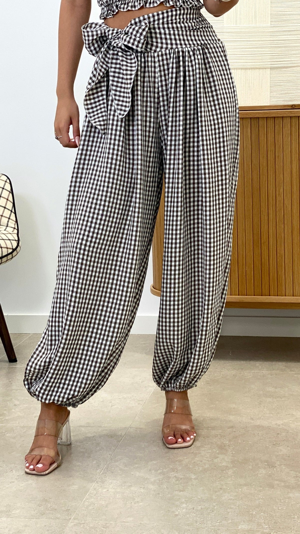 CONJUNTO VICHY BANDA + PANTALÓN ABIERTO