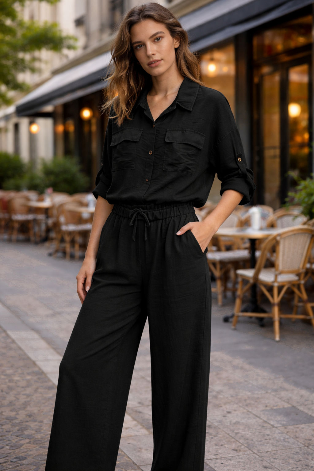 CONJUNTO CAMISA BOLSILLOS + PANTALÓN
