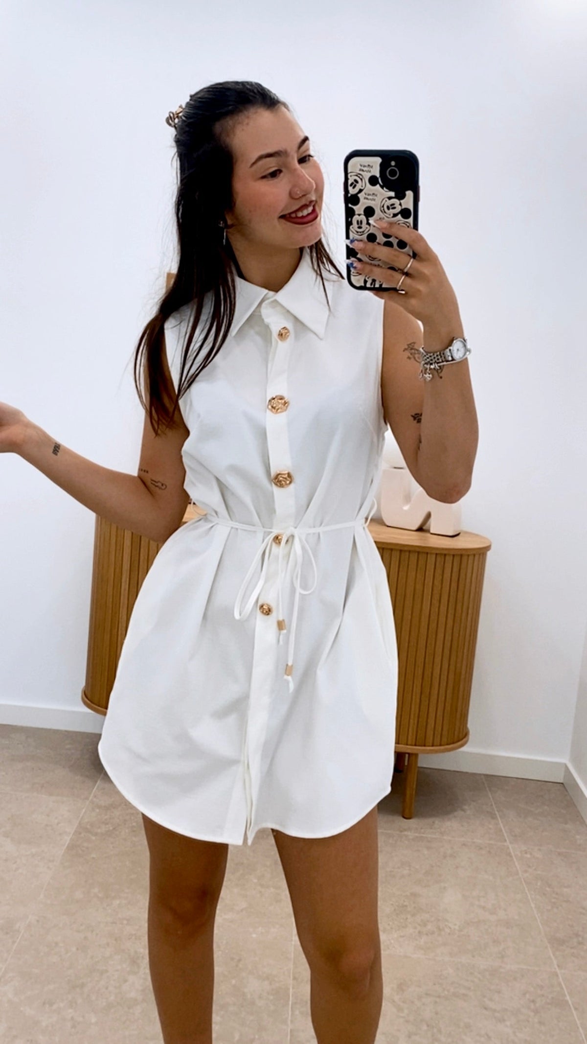 VESTIDO CAMISERO BOTONES DORADOS